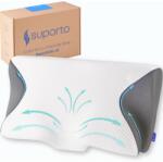 Suporto Memóriahabos alvó párna oldalsó domborzatokkal, nyakpárna alvászavar ellen, ortopéd ergonomikus memóriahab, antiallergén anatómiai Suporto nyaktámasztó alváshoz, 61x34x12 cm (PDBAC00)