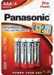 Panasonic Pro Power Alakline AAA elem, 6 db (LR03PPG/6BP 4+2F)