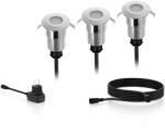Philips 3 db Philips Spore GardenLink kültéri LED spotlámpa készlet, 24V, 1W, 120 lm, meleg fény (2700K), IP67, IP44 tápegység, alumínium, ezüst, E energiaosztály