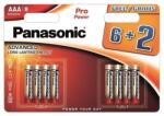 Panasonic Pro Power Alakline AAA elem, 8 db (LR03PPG/8BW 6+2F)
