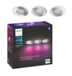 Philips Xamento Hue süllyesztett fürdőszobai spotlámpa készlet, 3 db, Bluetooth, 3xGU10, 3x5, 7W, 3x350 lm, fehér és színes lámpa, IP44, króm