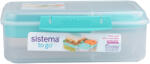 Sistema To Go Ételtároló doboz + joghurt tartó, 1, 65 l, 3 rekeszes, mentazöld