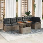 vidaXL Градински Софа Комплект 7 бр. Сив полиратан (3349341)