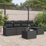 vidaXL Комплект дивани 6 бр. Черно полиратан (3355362)