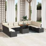 vidaXL Градински Софа Комплект 11 бр. Черен и кремав (3350012)
