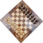 Handmade in RO Set Șah și Table din Lemn de Fag Lucrat Manual, 50x50 cm (Maro/Alb) - 50x50 cm, Maro cu Alb (50m)