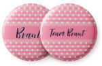 Spielehelden Pinke Punkte jelvények leánybúcsú ajándék 12 kitűző 5, 6 cm extra nagy leánybúcsú ajándék (AMZBUTA010) (AMZBUTA010)