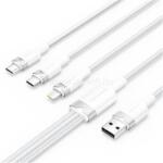 Vention USB-A 2.0/M -> USB-C/Lightning/Micro USB-B, 1, 5m, (fehér, 3A, 3in1), kábel (CTPWG) (CTPWG)