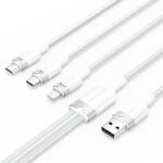 Vention USB-A 2.0/M -> USB-C/Lightning/Micro USB-B, 1, 5m, (fehér, 3A, 3in1), kábel (CTPWG)
