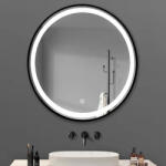 TMP cabinets IRON fürdőszobai tükör - FEKETE keret - kerek - LED világítással - 70 cm (00401122)