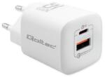Qoltec GaN ULTRA 35W töltő | 5-20V | 2.25-3A | 1 x USB type C PD | 1x USB QC 3.0 | Fehér (50763)