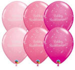 Qualatex Szülinapi lufi 11" 28cm 6db Boldog születésnapot! Rózsaszín, lányos színek, q26408rp (LUFI235064)