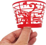  Csipke hatású muffin papír - Hangjegyek - Piros