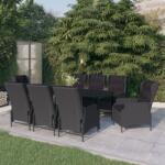 vidaXL Set mobilier de grădină, 9 piese, gri închis (3099642)