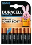 Duracell Elem, AAA mikro, 8 db, műanyagmentes, DURACELL Optimum