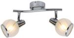 Reality Megan 2lt spot lamp, chrome2*E14 bulb excl. sand-blasting glass with clear wavelines+chrome metal ring on bottom, glassDia: 9cmtube L: 25.5cm, canopy Dia: 8cm - REAL-831002-06 (REAL-831002-06)