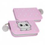 Starpak Kitty Plus cicás felszerelt kihajtható tolltartó - szürke, pink (551896) (551896)