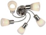 Reality Gordon Ceiling lamp, Nickel matt with white alabaster glass5*E14, bulb excl. Dia. 44cm H: 16cm - REAL-619005-07 (REAL-619005-07)