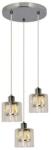 Reality Elmo Pendant lamp 3-ltmetal chrome finish Crownie shade w D12*H11cm clear glass 3 x E14, max. 40W bulb not inclsize: D25*H120 cm - REAL-338803-06 (REAL-338803-06)
