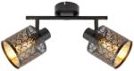 Reality Tuluza spot 2-ltmetal matt black+PS shade outside in black and inside in glod2 x E14, max. 40W bulb not incl. L: 25 cm shade D: 10, H: 10 cm - REAL-840502-02 (REAL-840502-02)