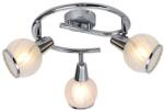 Reality Megan 3lt G spot lamp, chrome3*E14 bulb excl. sand-blasting glass with clear wavelines+chrome metal ring onbottom, glass Dia: 9cmtube Dia: 25cm, canopy Dia: 8cm - REAL-831033-06 (REAL-831033-06)