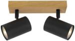 Reality Quentin 2lt Spot Light-IP201. Voltage: 230V ~ 50Hz2. Bulb: excl. 2x GU10 max. 35W3. Size: 26*9*H16cm4. Color: black(incl. joint)+wooden finish5. Material: Metal - REAL-838502-11 (REAL-838502-11)