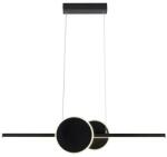 Reality Gendra LED pendant lamp, sand black. LED 4000K 23W. L: 80cm, 2 rings 20cm LED outside. Horizontal tube with LED light down. Total 20cm. - REAL-339901-30 (REAL-339901-30)