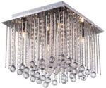 Reality Shelda RGB Ceiling lamp, chrome with RC. 4xG9 33W, bulb incl. + LED RGB. Dia: 35x35cm. H: 23cm. Hangings acrylic balls + alu pipes - REAL-613584-06 (REAL-613584-06)