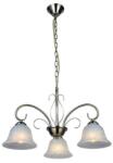 Reality Pompea Pendant lamp, antique brass 3*E27 Max 60W, bulb excl. Glass white alabaster Dia: 15cm H: 14cm. Total Dia: 54cm H: 120cm - REAL-130803-04 (REAL-130803-04)
