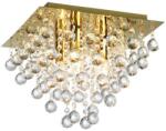 Reality Lancaster crystal Ceiling lamp, shiny gold finishCrystal hanging beads3*E14 Max. 40W, bulb excl. Dia: 32cm H: 26.8cm - REAL-627803-03 (REAL-627803-03)