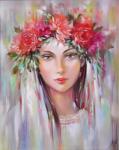 MagicArt Kit de vopsea după număr MagicArt -Femeie bulgară cu o coroană de trandafiri (bazat pe originalul de Miglena Kirilova) (GX46972) Carte de colorat