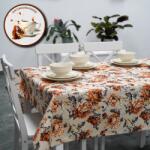 Ralex Fata de masa antimurdarire 100% Bumbac Diametru 140 cm, Flori Portocaliu Fata de masa