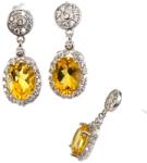  Cercei Citrin Cu Zircon Oval Fatetat 20x8x13 mm Argint 925 - 1 Pereche