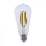 V-TAC Átlátszó LED izzó filament COG E27 210Lm/W ST64 4W 3000K - 2996