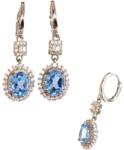  Cercei Topaz cu Zircon Oval Fatetat 34x10x6 mm - Lumina Divina si Stralucire - Argint 925 - 1 Pereche