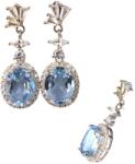  Cercei Topaz cu Zircon Oval Fatetat 25x9x13 mm - Lumina Divina si Stralucire - Argint 925 - 1 Pereche