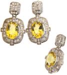  Cercei Citrin Cu Zircon Oval Fatetat 20x12x14 mm Argint 925 - 1 Pereche