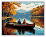  Szerelmespár Csónakázik Őszi Tóban - számfestő készlet