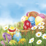 POL-MAK Húsvét Eggs and Daisies szalvéta 20 db-os 33x33 cm (PKK056374)