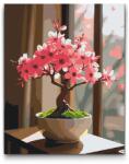  Festés számok szerint - Sakura bonsai az ablaknál Méret: 40x50cm, Keretezés: Kartonlemezen