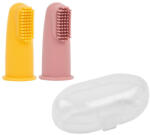 Nattou Szilikon újrahúzható fogkefe tokkal Yellow/Pink 2 db