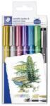 STAEDTLER 8323 Dekormarker - 1-2 mm, Kúpos, 6 Különböző Metál Szín, Ajándék Fekete Tusfilccel (8323-SWP6P)