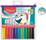 Maped Táblamarker készlet, 1, 5 mm, kimosható, fehértáblához, MAPED "Marker`Peps", 12 különböző szín (IMA741817) - jatekotthon