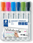 STAEDTLER Táblamarker készlet, 2 mm, kúpos, STAEDTLER "Lumocolor® 351", 6 különböző szín (TS351WP61) - fapadospatron