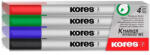 Kores Tábla- és flipchart marker készlet, 1-3 mm kúpos, KORES "K-Marker", 4 különböző szín (IK22840) - fapadospatron