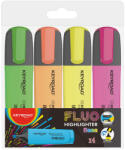  Szövegkiemelő készlet vágott hegyű, lapos test 4 db/bliszter Keyroad Fluo neon színek (KR972163)