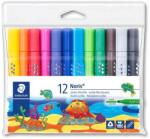 STAEDTLER Noris Jumbo 328-B Filctoll Készlet - 3 mm, Háromszögletű, Kimosható, Noris Jumbo 328-B, 12 Különböző Szín (328-B C12)
