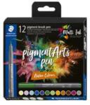 STAEDTLER Ecsetirón készlet, STAEDTLER "Pigment brush 371", 12 különböző természeti szín (ts371c123) - irodaszer