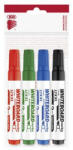 ICO Tábla- és flipchart marker készlet, 1-4 mm, vágott, ICO "Plan 12 XXL", 4 különböző szín (TICPL12XV4) - fapadospatron