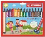STABILO Trio Scribbi Filctoll Készlet - 1, 5-2 mm, Rugós Hegy, 14 Különböző Szín (368/14-01)